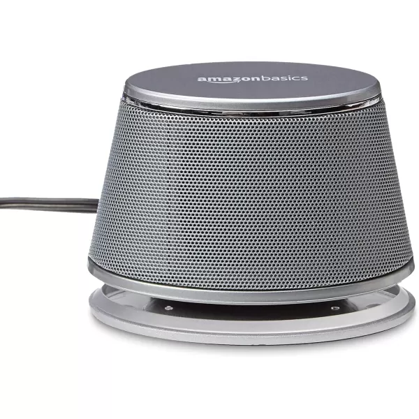 Amazon Basics USB PlugnPlay Computer 2 Speakers For PC or Laptop 1 Pair Set of 2 Silver with Blue LED Light2 Speakers Silver
