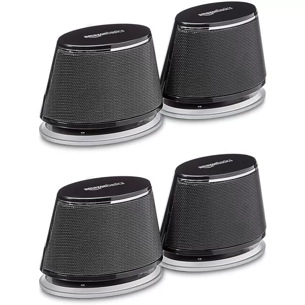 Amazon Basics USB PlugnPlay Computer 2 Speakers For PC or Laptop 1 Pair Set of 2 Silver with Blue LED Light4 Speakers Black