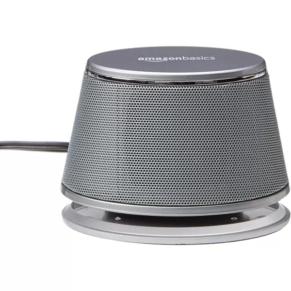 Amazon Basics USB PlugnPlay Computer 2 Speakers For PC or Laptop 1 Pair Set of 2 Silver with Blue LED Light4 Speakers Silver