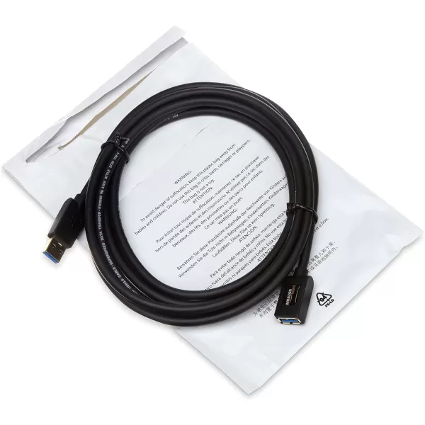 Amazon Basics USBA 30 Extension Cable 48Gbps HighSpeed Male to Female GoldPlated Connectors 65 Foot Black98 Feet 10Pack