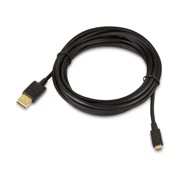 Amazon Basics USBA to Micro USB Fast Charging Cable 480Mbps Transfer Speed with GoldPlated Plugs USB 20 3 Foot Black10 Feet 5Pack