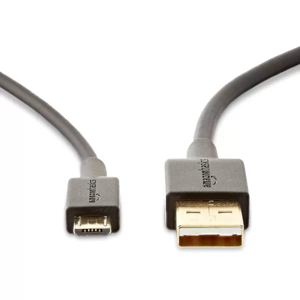 Amazon Basics USBA to Micro USB Fast Charging Cable 480Mbps Transfer Speed with GoldPlated Plugs USB 20 3 Foot Black10 Feet 5Pack