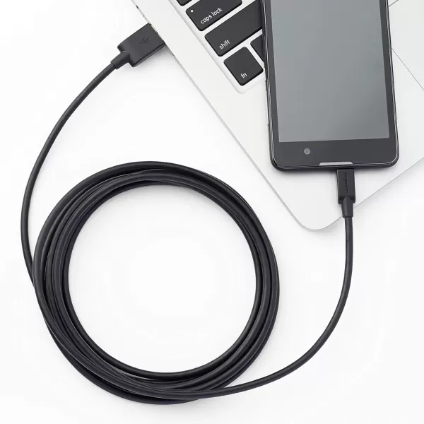 Amazon Basics USBA to Micro USB Fast Charging Cable 480Mbps Transfer Speed with GoldPlated Plugs USB 20 3 Foot Black10 Feet 5Pack