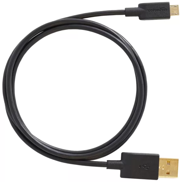 Amazon Basics USBA to Micro USB Fast Charging Cable 480Mbps Transfer Speed with GoldPlated Plugs USB 20 3 Foot Black3 Feet 2 Pack