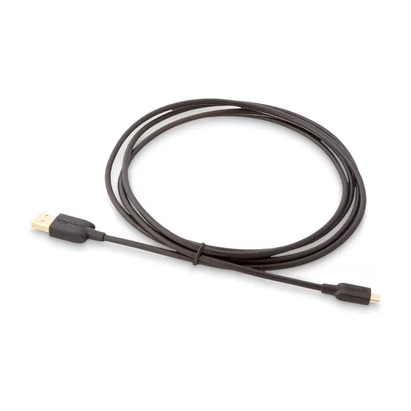 Amazon Basics USBA to Micro USB Fast Charging Cable 480Mbps Transfer Speed with GoldPlated Plugs USB 20 3 Foot Black6 Feet 1 Pack