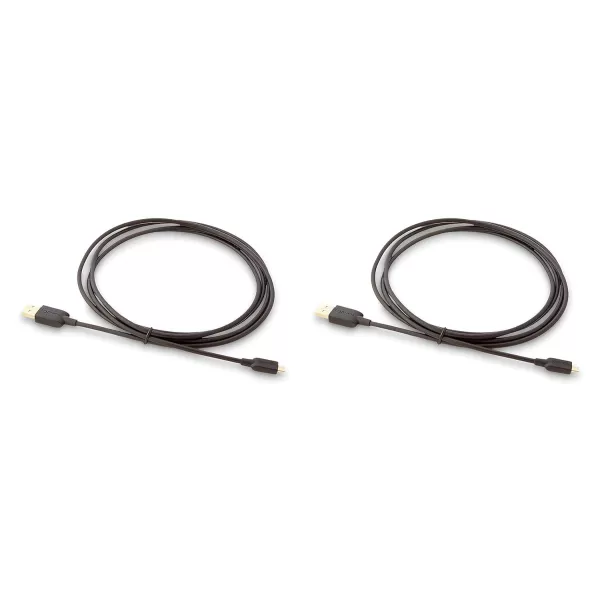 Amazon Basics USBA to Micro USB Fast Charging Cable 480Mbps Transfer Speed with GoldPlated Plugs USB 20 3 Foot Black6 Feet 2 Pack
