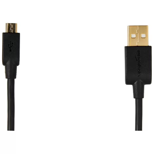 Amazon Basics USBA to Micro USB Fast Charging Cable 480Mbps Transfer Speed with GoldPlated Plugs USB 20 3 Foot Black6 Feet 2 Pack