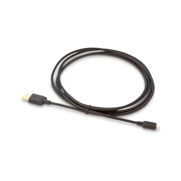 Amazon Basics USBA to Micro USB Fast Charging Cable 480Mbps Transfer Speed with GoldPlated Plugs USB 20 3 Foot Black6 Feet 5Pack