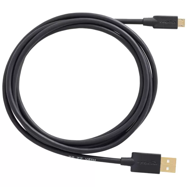 Amazon Basics USBA to Micro USB Fast Charging Cable 480Mbps Transfer Speed with GoldPlated Plugs USB 20 3 Foot Black6 Feet 5Pack