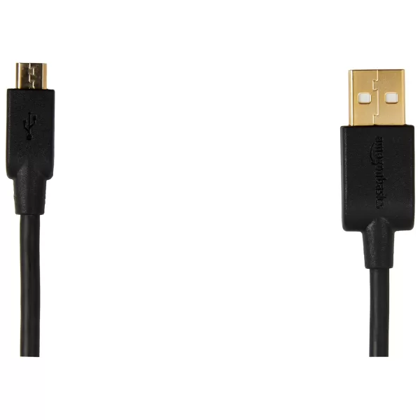 Amazon Basics USBA to Micro USB Fast Charging Cable 480Mbps Transfer Speed with GoldPlated Plugs USB 20 3 Foot Black6 Feet 5Pack