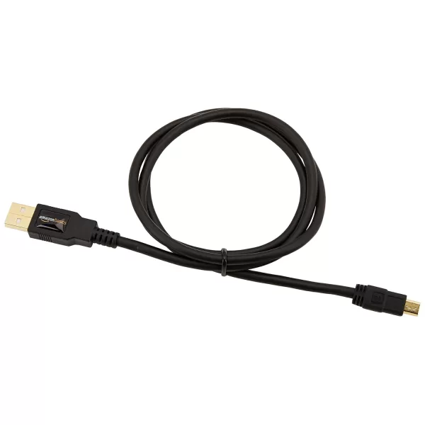 Amazon Basics USBA to Mini USB 20 Fast Charging Cable 480Mbps Transfer Speed with GoldPlated Plugs 3 Foot Black3 Feet 1Pack