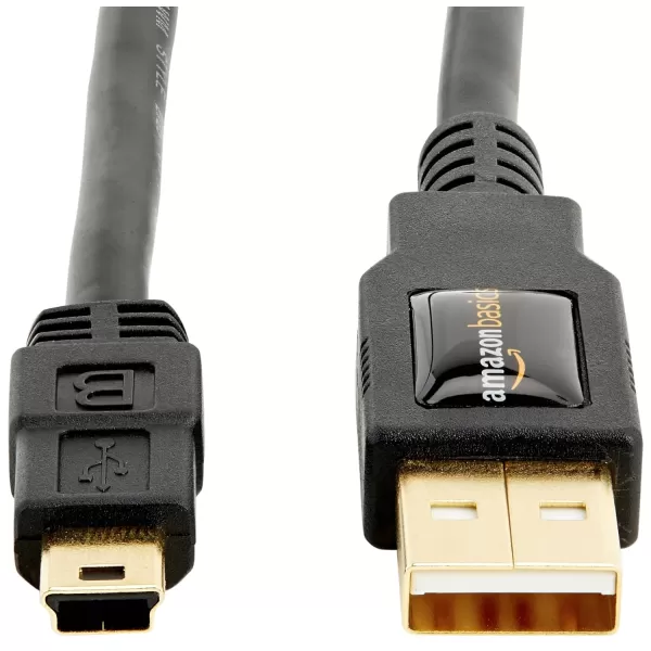 Amazon Basics USBA to Mini USB 20 Fast Charging Cable 480Mbps Transfer Speed with GoldPlated Plugs 3 Foot Black3 Feet 1Pack