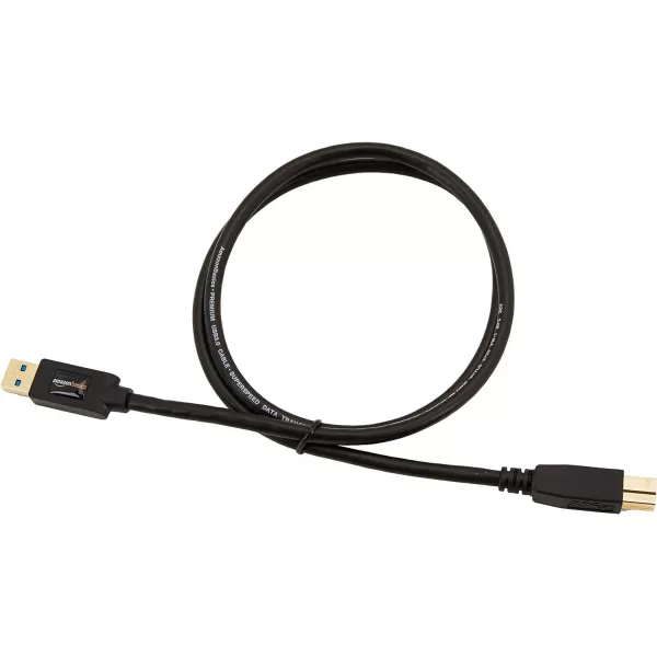 Amazon Basics USBA to USBB 30 Cable 48Gbps HighSpeed with GoldPlated Plugs 6 Foot Black3 Feet 1Pack