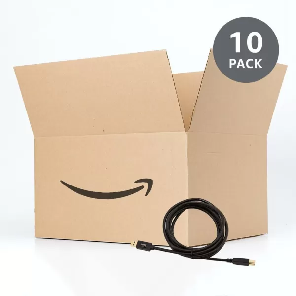 Amazon Basics USBA to USBB 30 Cable 48Gbps HighSpeed with GoldPlated Plugs 6 Foot Black6 Feet 10Pack