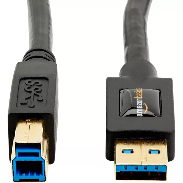 Amazon Basics USBA to USBB 30 Cable 48Gbps HighSpeed with GoldPlated Plugs 6 Foot Black9 Feet 10Pack
