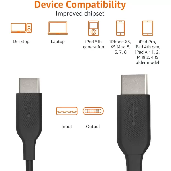 Amazon Basics USBC to Lightning ABS Charger Cable MFi Certified Charger for Apple iPhone 14 13 12 11 X Xs Pro Pro Max Plus iPad 3 Foot WhiteBlack 3 Feet