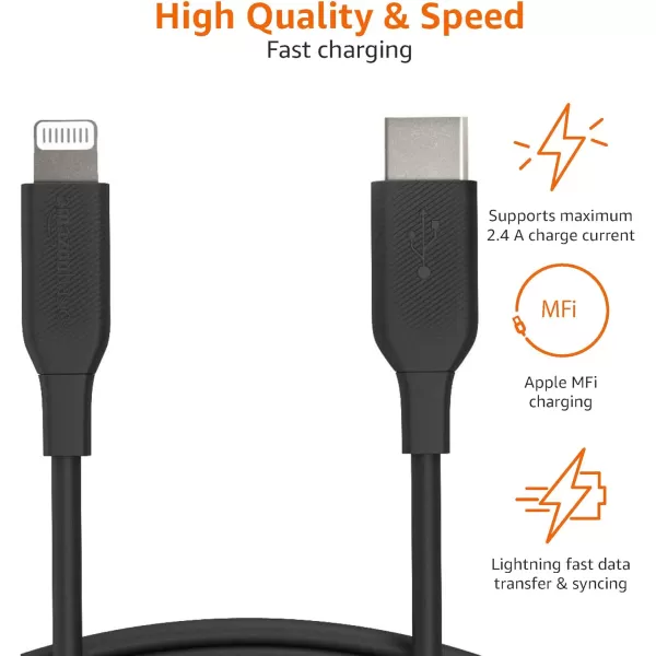 Amazon Basics USBC to Lightning ABS Charger Cable MFi Certified Charger for Apple iPhone 14 13 12 11 X Xs Pro Pro Max Plus iPad 3 Foot WhiteBlack 3 Feet