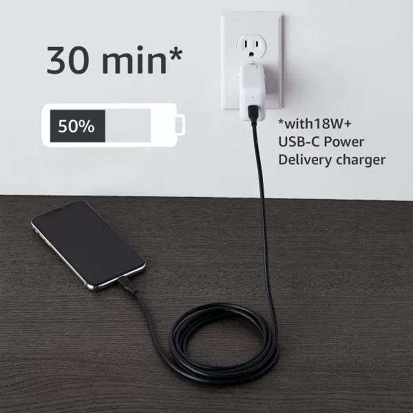 Amazon Basics USBC to Lightning ABS Charger Cable MFi Certified Charger for Apple iPhone 14 13 12 11 X Xs Pro Pro Max Plus iPad 3 Foot WhiteBlack 6 Feet