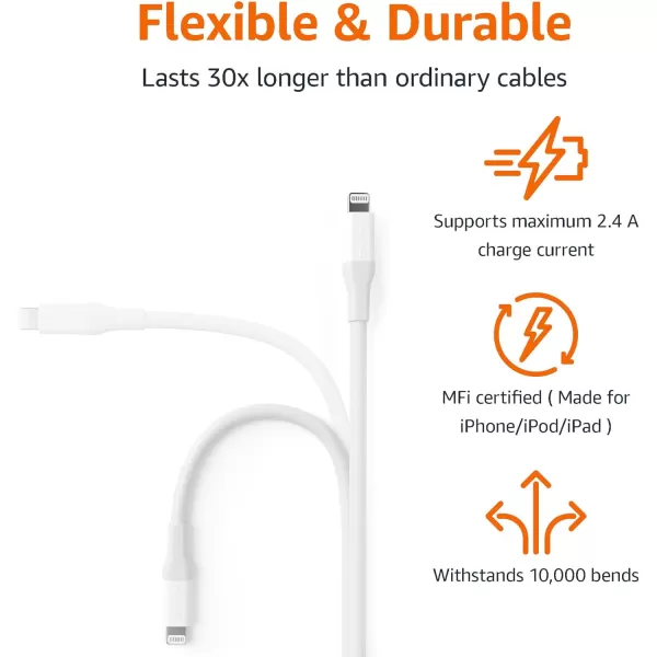 Amazon Basics USBC to Lightning ABS Charger Cable MFi Certified Charger for Apple iPhone 14 13 12 11 X Xs Pro Pro Max Plus iPad 3 Foot WhiteWhite  C 10ft
