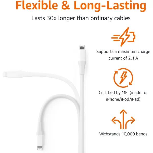 Amazon Basics USBC to Lightning ABS Charger Cable MFi Certified Charger for Apple iPhone 14 13 12 11 X Xs Pro Pro Max Plus iPad 3 Foot WhiteWhite  C 10ft