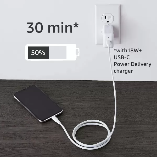 Amazon Basics USBC to Lightning ABS Charger Cable MFi Certified Charger for Apple iPhone 14 13 12 11 X Xs Pro Pro Max Plus iPad 3 Foot WhiteWhite 3 Feet