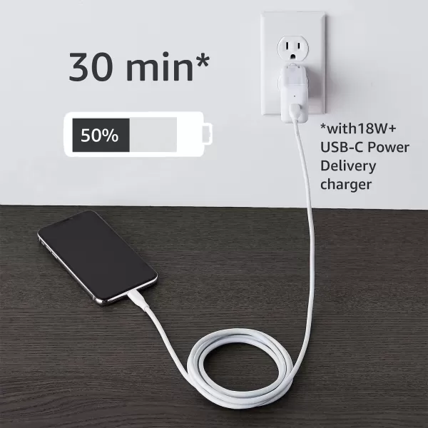 Amazon Basics USBC to Lightning ABS Charger Cable MFi Certified Charger for Apple iPhone 14 13 12 11 X Xs Pro Pro Max Plus iPad 3 Foot WhiteWhite 6 Feet