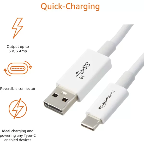 Amazon Basics USBC to USBA 31 Gen 2 Adapter Fast Charger Cable 10Gbps HighSpeed USBIF Certified for Apple iPhone 15 iPad Samsung Galaxy Tablets Laptops 3 Foot WhiteWhite 1Pack