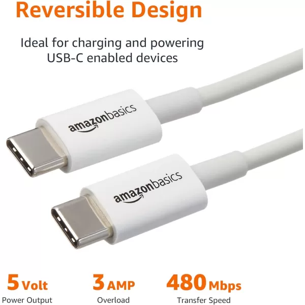 Amazon Basics USBC to USBC 20 Fast Charger Cable 480Mbps Speed USBIF Certified for Apple iPhone 15 iPad Samsung Galaxy Tablets Laptops 6 Foot WhiteWhite 6Foot 1Pack