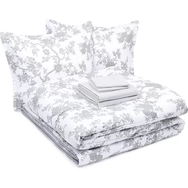 Amazon Basics UltraSoft Microfiber BedInABag 8 Piece Comforter Bedding Set Queen Blue Watercolor StripedGrey Chinoiserie King
