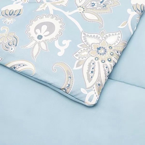 Amazon Basics UltraSoft Microfiber BedInABag 8 Piece Comforter Bedding Set Queen Blue Watercolor StripedSea Foam Jacobean TwinTwin XL