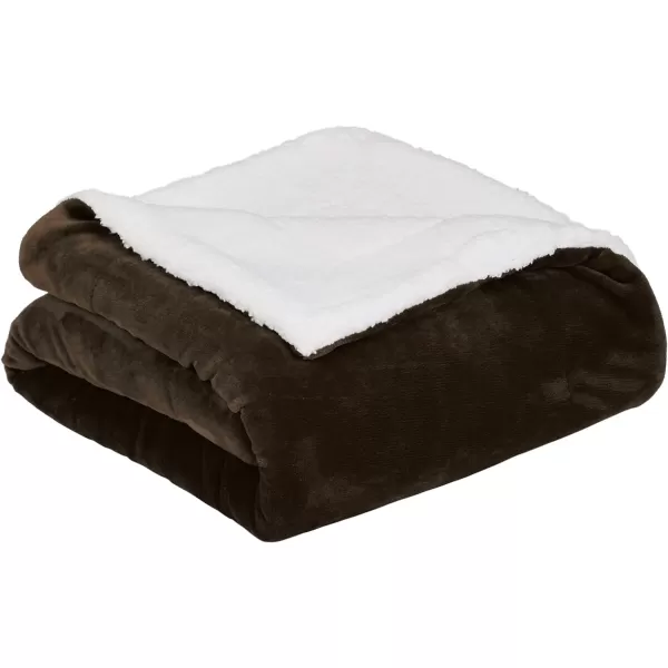 Amazon Basics UltraSoft Micromink Sherpa Blanket Throw CharcoalFullQueen Chocolate