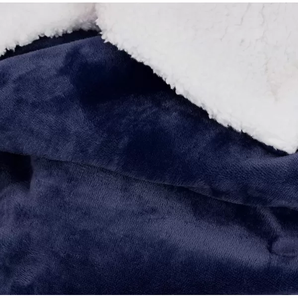 Amazon Basics UltraSoft Micromink Sherpa Blanket Throw CharcoalFullQueen Navy