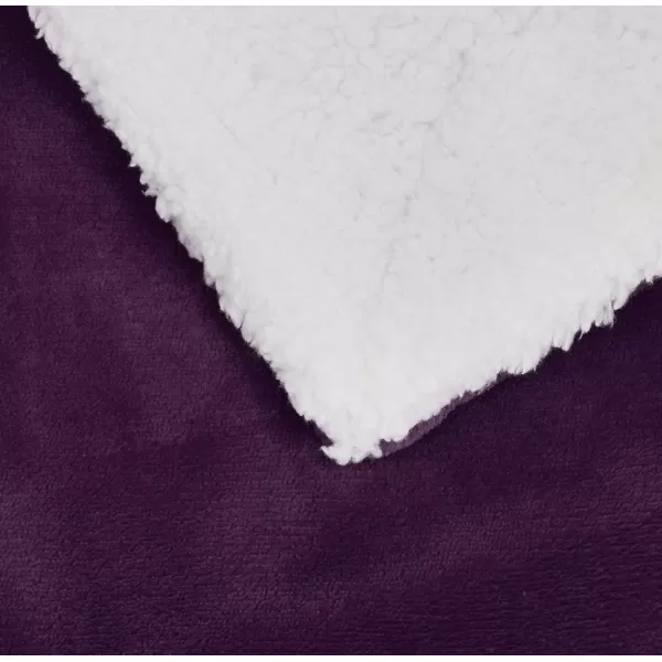 Amazon Basics UltraSoft Micromink Sherpa Blanket Throw CharcoalFullQueen Plum