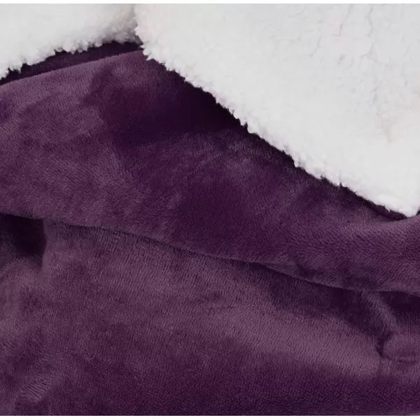 Amazon Basics UltraSoft Micromink Sherpa Blanket Throw CharcoalFullQueen Plum