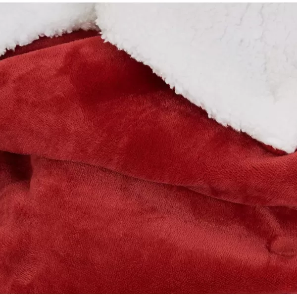 Amazon Basics UltraSoft Micromink Sherpa Blanket Throw CharcoalFullQueen Red