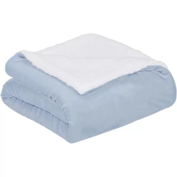 Amazon Basics UltraSoft Micromink Sherpa Blanket Throw CharcoalFullQueen Smoke Blue