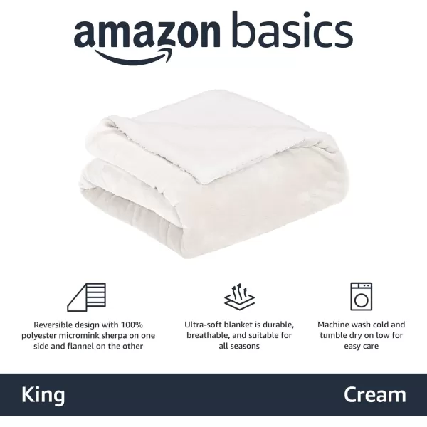 Amazon Basics UltraSoft Micromink Sherpa Blanket Throw CharcoalKing Cream