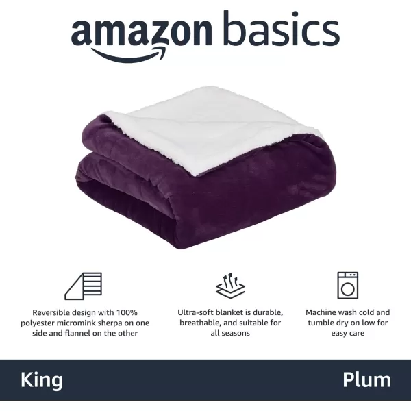 Amazon Basics UltraSoft Micromink Sherpa Blanket Throw CharcoalKing Plum