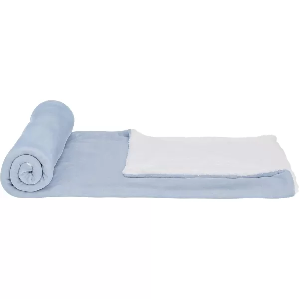 Amazon Basics UltraSoft Micromink Sherpa Blanket Throw CharcoalKing Smoke Blue