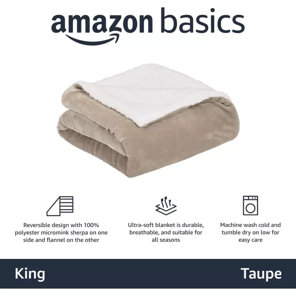 Amazon Basics UltraSoft Micromink Sherpa Blanket Throw CharcoalKing Taupe