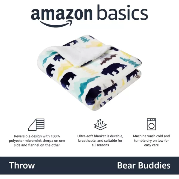 Amazon Basics UltraSoft Micromink Sherpa Blanket Throw CharcoalThrow Bear Buddies