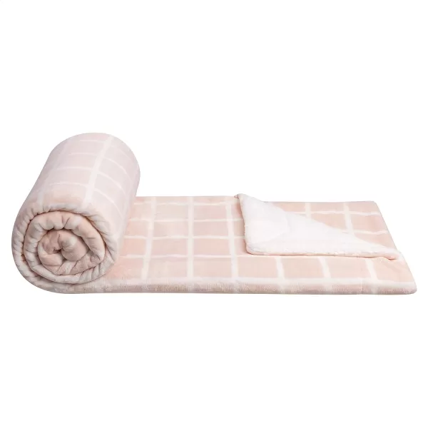 Amazon Basics UltraSoft Micromink Sherpa Blanket Throw CharcoalThrow Blush Grid