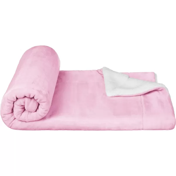 Amazon Basics UltraSoft Micromink Sherpa Blanket Throw CharcoalThrow Bubblegum Pink