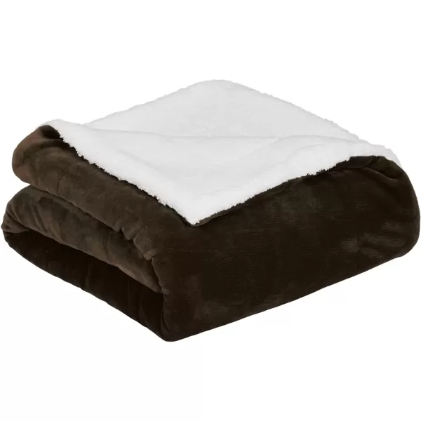 Amazon Basics UltraSoft Micromink Sherpa Blanket Throw CharcoalThrow Chocolate