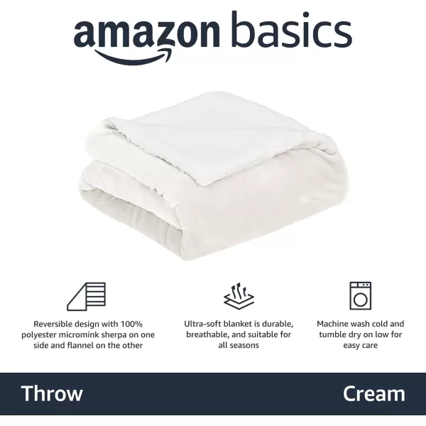 Amazon Basics UltraSoft Micromink Sherpa Blanket Throw CharcoalThrow Cream