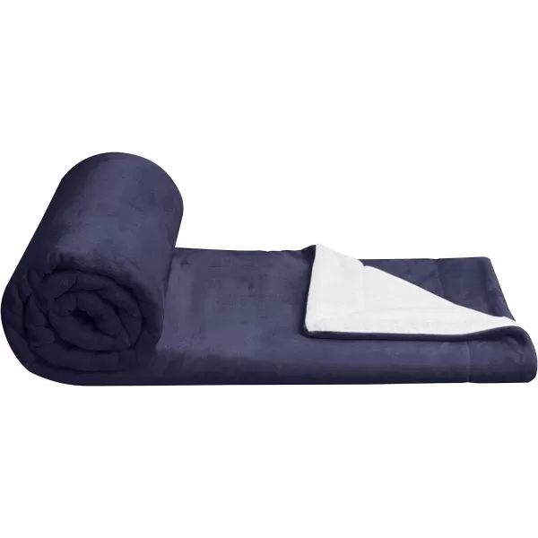 Amazon Basics UltraSoft Micromink Sherpa Blanket Throw CharcoalThrow Deep Navy Blue