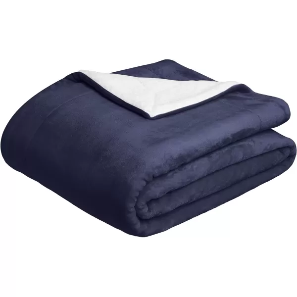 Amazon Basics UltraSoft Micromink Sherpa Blanket Throw CharcoalThrow Deep Navy Blue