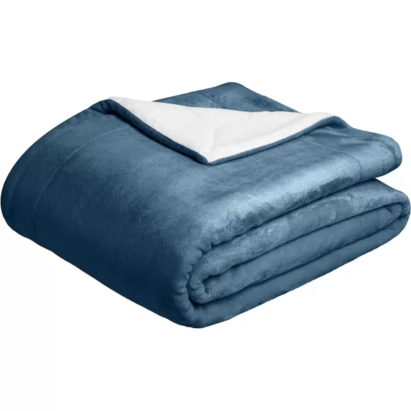 Amazon Basics UltraSoft Micromink Sherpa Blanket Throw CharcoalThrow Mallard Blue