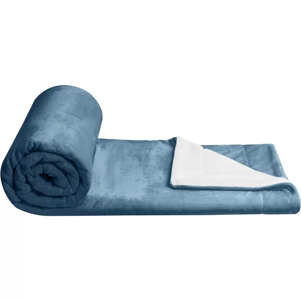 Amazon Basics UltraSoft Micromink Sherpa Blanket Throw CharcoalThrow Mallard Blue