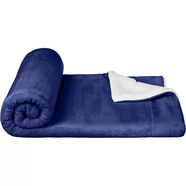 Amazon Basics UltraSoft Micromink Sherpa Blanket Throw CharcoalThrow Midnight Blue